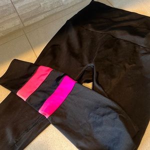 K-Deer size medium black leggings with pink on ankles